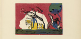 Vasily Kandinsky. Two Riders Before Red (Zwei Reiter vor Rot) (plate, folio 4) from Kl&auml;nge (Sounds). (1913)