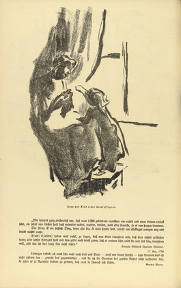 Hedwig Weiss. Women in Wartime (Wife and Child of a Sergeant) [Women in Wartime (Frau und Kind eines Unteroffiziers)] (headpiece, p. 144) from the periodical Kriegszeit. K&uuml;nstlerflugbl&auml;tter, vol. 1, no. 36 (21 April 1915). 1915