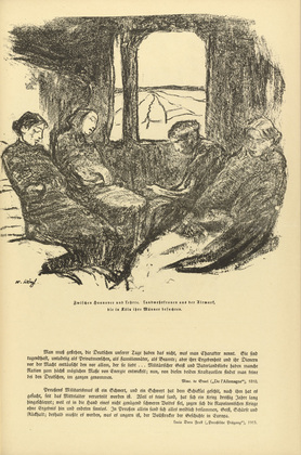 Hedwig Weiss. Between Hannover and Lehrte (Zwischen Hannover und Lehrte) (headpiece, p. 145) from the periodical Kriegszeit. K&uuml;nstlerflugbl&auml;tter, vol. 1, no. 36 (21 April 1915). 1915