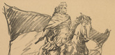 Heinrich H&uuml;bner. In the Dust with All Enemies of Brandenburg (In Staub mit allen Feinden Brandenburgs) (in-text plate p. 12) from the periodical Kriegszeit. K&uuml;nstlerflugbl&auml;tter, vol. 1, no. 3 (16 Sept 1914). 1914