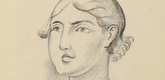 Othon Coubine (or Otakar Kubin). Head of a Girl (M&auml;dchenkopf) (plate, preceding p. 1) from Jahrbuch der jungen Kunst, vol. 4. 1923