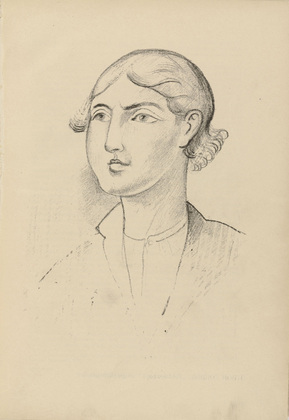 Othon Coubine (or Otakar Kubin). Head of a Girl (M&auml;dchenkopf) (plate, preceding p. 1) from Jahrbuch der jungen Kunst, vol. 4. 1923
