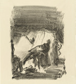 Max Slevogt. The Disturbed Camp (Das aufgest&ouml;rte Lager) from the supplementary suite accompanying the illustrated book  Lederstrumpf-Erz&auml;hlungen (The Leatherstocking Tales). (1908, published 1909)
