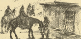 Hans Meid. Cavalry Patrol (Kavallerie-Patrouille) (headpiece, p. 148) from the periodical Kriegszeit. K&uuml;nstlerflugbl&auml;tter, vol. 1, no. 37 (28 April 1915). 1915