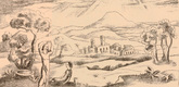 Carl (Carlo) Mense. Arcadian Landscape (Arkadische Landschaft) (plate, after p. 202) from Jahrbuch der jungen Kunst, vol. 4. 1923