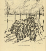 Wilhelm Wagner. Return to the Prison Camp (R&uuml;ckkehr ins Gefangenenlager) (in-text plate, p. 150) from the periodical Kriegszeit. K&uuml;nstlerflugbl&auml;tter, vol. 1, no. 37 (28 April 1915). 1915
