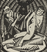 Walter O. Grimm. Untitled (Courtship) (plate, number 1) from the periodical Der schwarze Turm, vol. 1, no. 1 (Feb 1919). 1919