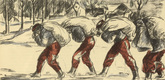 Wilhelm Wagner. Slow March in Zossen (Paradeschritt in Zossen) (in-text plate, p. 151) from the periodical Kriegszeit. K&uuml;nstlerflugbl&auml;tter, vol. 1, no. 38 (5 May 1915). 1915