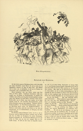Arthur Kampf. New Victory Sheets (Neue Siegesbl&auml;tter) (headpiece, p. 152) from the periodical Kriegszeit. K&uuml;nstlerflugbl&auml;tter, vol. 1, no. 38 (5 May 1915). 1915