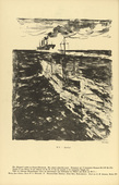 Ulrich H&uuml;bner. Hurray for the U-5 (U-5 hurra!) (in-text plate, p. 154) from the periodical Kriegszeit. K&uuml;nstlerflugbl&auml;tter, vol. 1, no. 38 (5 May 1915). 1915