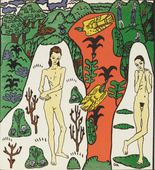 Oskar Kokoschka. The Girl Li and I (Das M&auml;dchen Li und ich) (in-text plate, folio 10) from Die tr&auml;umenden Knaben (The Dreaming Boys). 1917 (executed 1907-08)
