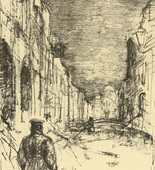 Hans Meid. Street in Kalisz (Stra&szlig;e in Kalisch) (plate, p. 156) from the periodical Kriegszeit. K&uuml;nstlerflugbl&auml;tter, vol. 1, no. 39 (12 May 1915). 1915