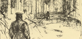 Hans Meid. Street in Kalisz (Stra&szlig;e in Kalisch) (plate, p. 156) from the periodical Kriegszeit. K&uuml;nstlerflugbl&auml;tter, vol. 1, no. 39 (12 May 1915). 1915