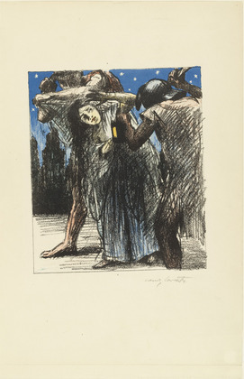 Lovis Corinth. Nocturnal Scene (N&auml;chtliche Szene) for the illustrated book Das Hohe Lied (The Song of Songs). (1911)