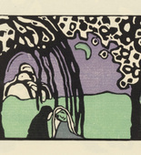 Vasily Kandinsky. Two Women in Moonlit Landscape (Zwei Frauen in Mondlandschaft) (plate, folio 12) from Kl&auml;nge (Sounds). (1913)