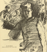 Fritz Rhein. In the Foxhole (Im Unterstand) (headpiece, p. 157) from the periodical Kriegszeit. K&uuml;nstlerflugbl&auml;tter, vol. 1, no. 39 (12 May 1915). 1915