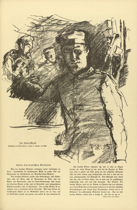 Fritz Rhein. In the Foxhole (Im Unterstand) (headpiece, p. 157) from the periodical Kriegszeit. K&uuml;nstlerflugbl&auml;tter, vol. 1, no. 39 (12 May 1915). 1915