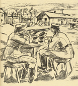 Wilhelm Wagner. Target Practice (Schie&szlig;&uuml;bung) (in-text plate, p. 159) from the periodical Kriegszeit. K&uuml;nstlerflugbl&auml;tter, vol. 1, no. 40 (27 May 1915). 1915