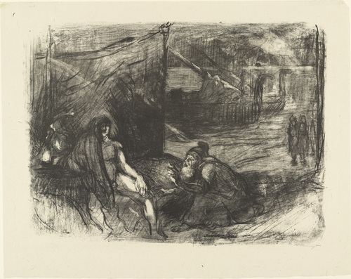 Max Slevogt. The Prophet Helenos Advises Hektor to Fight with the Most Courageous Greek (Der Seher Helenos r&auml;t Hektor zum Kampf mit dem tapfersten Griechen) from the portfolio Hektor. (1921)