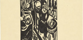 Ernst Ludwig Kirchner. Canoness at the Sewing Table (Stiftsfr&auml;ulein am N&auml;htisch) from the illustrated book Das Stiftsfr&auml;ulein und der Tod (The Canoness and Death). (1912, published 1913)