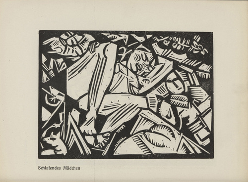 Georg Tappert. Sleeping Girl (Schlafendes M&auml;dchen) (plate, page 8) from the periodical Der schwarze Turm, vol. 1, no. 3 (July 1919). 1919