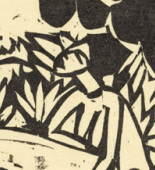Ernst Ludwig Kirchner. The Canoness in the Lake (Das Stiftsfr&auml;ulein im See) from the illustrated book  Das Stiftsfr&auml;ulein und der Tod (The Canoness and Death). (1912, published 1913)