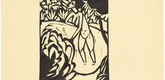 Ernst Ludwig Kirchner. The Canoness in the Lake (Das Stiftsfr&auml;ulein im See) from the illustrated book  Das Stiftsfr&auml;ulein und der Tod (The Canoness and Death). (1912, published 1913)