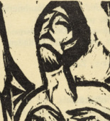 Ernst Ludwig Kirchner. Dying Old Maid (Sterbendes altes Fr&auml;ulein) from the illustrated book Das Stiftsfr&auml;ulein und der Tod (The Canoness and Death). (1912, published 1913)