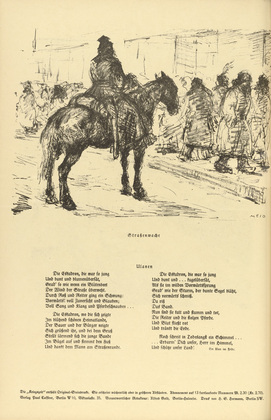 Hans Meid. Street Watch (Stra&szlig;enwache) (headpiece, p. 170) from the periodical Kriegszeit. K&uuml;nstlerflugbl&auml;tter, vol. 1, no. 42 (2 June 1915). 1915