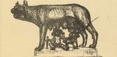 August Gaul. Roman She-Wolf (R&ouml;mische W&ouml;lfin) (in-text plate, p. 171) from the periodical Kriegszeit. K&uuml;nstlerflugbl&auml;tter, vol. 1, no. 43 (9 June 1915). 1915