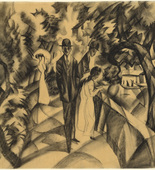 August Macke. Promenade on the Bridge (Spaziergang auf der Br&uuml;cke). 1913