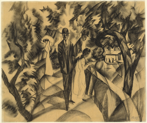 August Macke. Promenade on the Bridge (Spaziergang auf der Br&uuml;cke). 1913