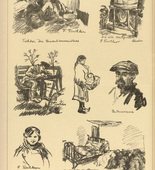Friedrich Tischler. Sheet of Sketches from Menin (Skizzenblatt aus Menin) (plate, p. 176) from the periodical Kriegszeit. K&uuml;nstlerflugbl&auml;tter, vol. 1, no. 44 (17 June 1915). 1915