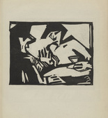 Ernst Ewerbeck. Untitled (Two Men in the Caf&eacute;) (plate, number 3) from the periodical Der schwarze Turm, vol. 1, no. 5 (Sept 1919). 1919