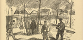 Rudolf Grossmann. Berlin Suburb (Berliner Vorort) (headpiece, p. 177) from the periodical Kriegszeit. K&uuml;nstlerflugbl&auml;tter, vol. 1, no. 44 (17 June 1915). 1915
