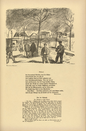 Rudolf Grossmann. Berlin Suburb (Berliner Vorort) (headpiece, p. 177) from the periodical Kriegszeit. K&uuml;nstlerflugbl&auml;tter, vol. 1, no. 44 (17 June 1915). 1915