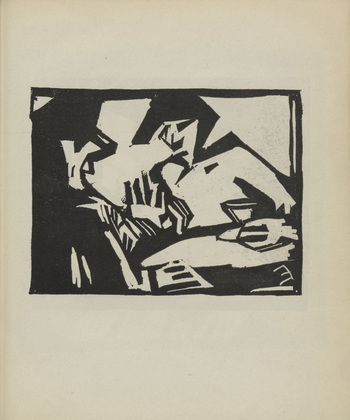 Ernst Ewerbeck. Untitled (Two Men in the Caf&eacute;) (plate, number 3) from the periodical Der schwarze Turm, vol. 1, no. 5 (Sept 1919). 1919