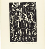 Walter Helbig. Three Men Strolling (Spazierg&auml;nger) from 16 Woodcuts (16 Holzschnitte). 1925, published 1926