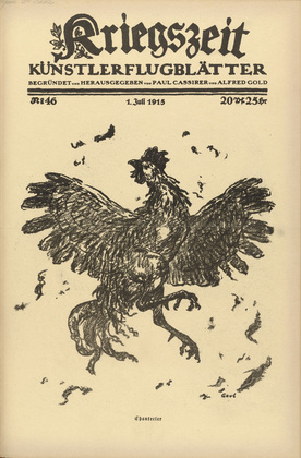 August Gaul. Chantecler (in-text plate, p. 183) from the periodical Kriegszeit. K&uuml;nstlerflugbl&auml;tter, vol. 1, no. 46 (1 July 1915). 1915