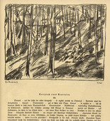 Oskar Nerlinger. In the Grunewald (Im Grunewald) (headpiece, p. 185) from the periodical Kriegszeit. K&uuml;nstlerflugbl&auml;tter, vol. 1, no. 46 (1 July 1915). 1915