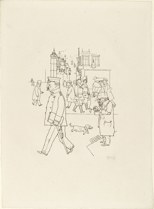 George Grosz. Matchseller and Patrol (Streichholzverk&auml;ufer und Doppelstreife) from In the Shadows (Im Schatten). (1920/21, published 1921)