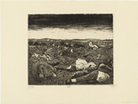 Otto Dix. Evening on the Wijtschaete Plain (November 1917) [Abend in der Wijtschaete-Ebene (November 1917)] from The War (Der Krieg). (1924)