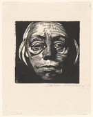 K&auml;the Kollwitz. Frontal Self-Portrait (Selbstbildnis von vorn). 1922&ndash;23