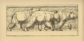 August Gaul. Headpiece and tailpiece (p. 190) from the periodical Kriegszeit. K&uuml;nstlerflugbl&auml;tter, vol. 1, no. 47 (8 July 1915). 1915