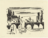 Lyonel Feininger. Wagon Crossing a Bridge (Wagen auf einer Br&uuml;cke). (1918)