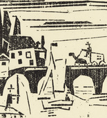 Lyonel Feininger. Wagon Crossing a Bridge (Wagen auf einer Br&uuml;cke). (1918)