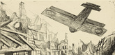 Otto Dix. Lens Being Bombed (Lens wird mit Bomben belegt) from The War (Der Krieg). (1924)