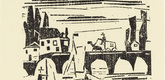 Lyonel Feininger. Wagon Crossing a Bridge (Wagen auf einer Br&uuml;cke). (1918)