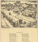 Oskar Nerlinger. On the Tempelhof Field (Auf dem Tempelhofer Feld) (headpiece, p. 192) from the periodical Kriegszeit. K&uuml;nstlerflugbl&auml;tter, vol. 1, no. 48 (18 July 1915). 1915