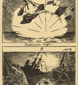 Carl Olof Petersen. England's Air and Submarine Fleet (Englands Luft- und Unterseeflotte) (plate, p. 194) from the periodical Kriegszeit. K&uuml;nstlerflugbl&auml;tter, vol. 1, no. 48 (18 July 1915). 1915